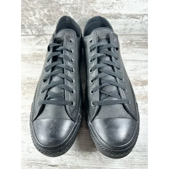 Men's Converse All Star Black Leather Low Top Sneakers Sz 13 EUC! - Picture 4 of 11